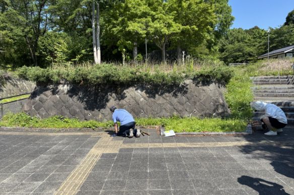 長命館公園を清掃しているナナイロ社員